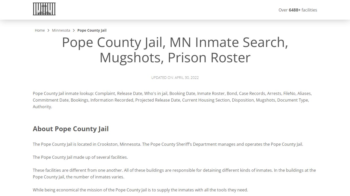 Pope County Jail, MN Inmate Search, Mugshots, Prison Roster