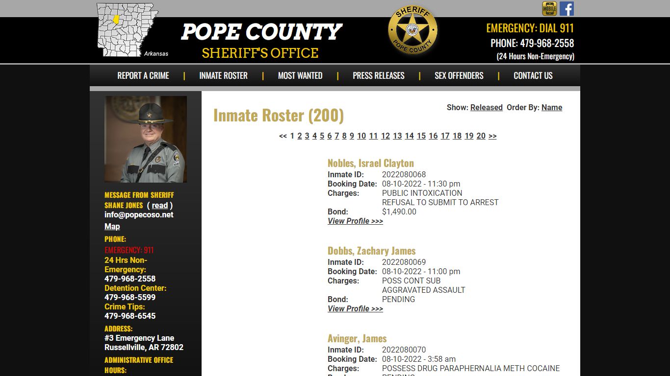 Inmate Roster - Pope County AR Sheriff's Office